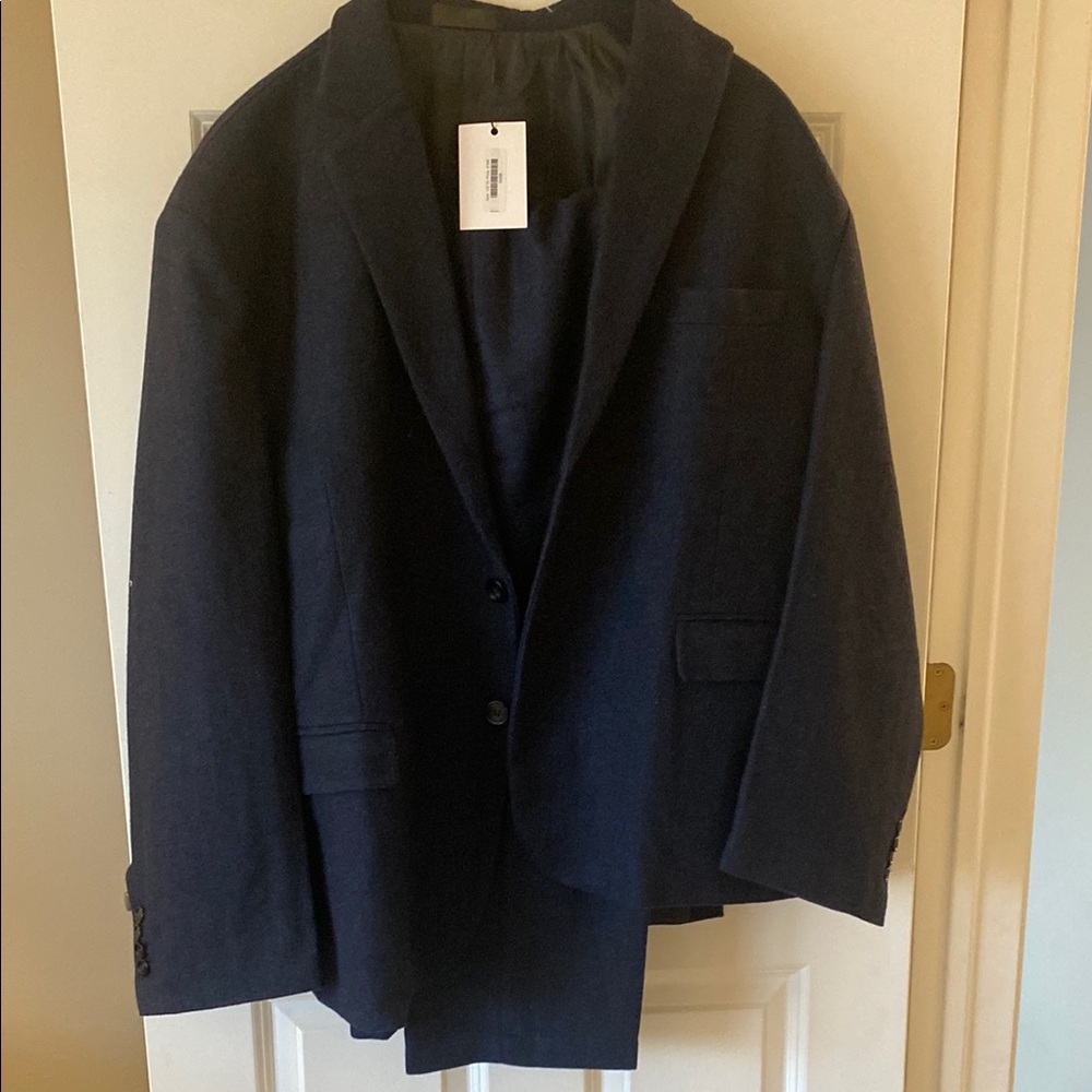 Plus Size Wool Navy Blue Suit